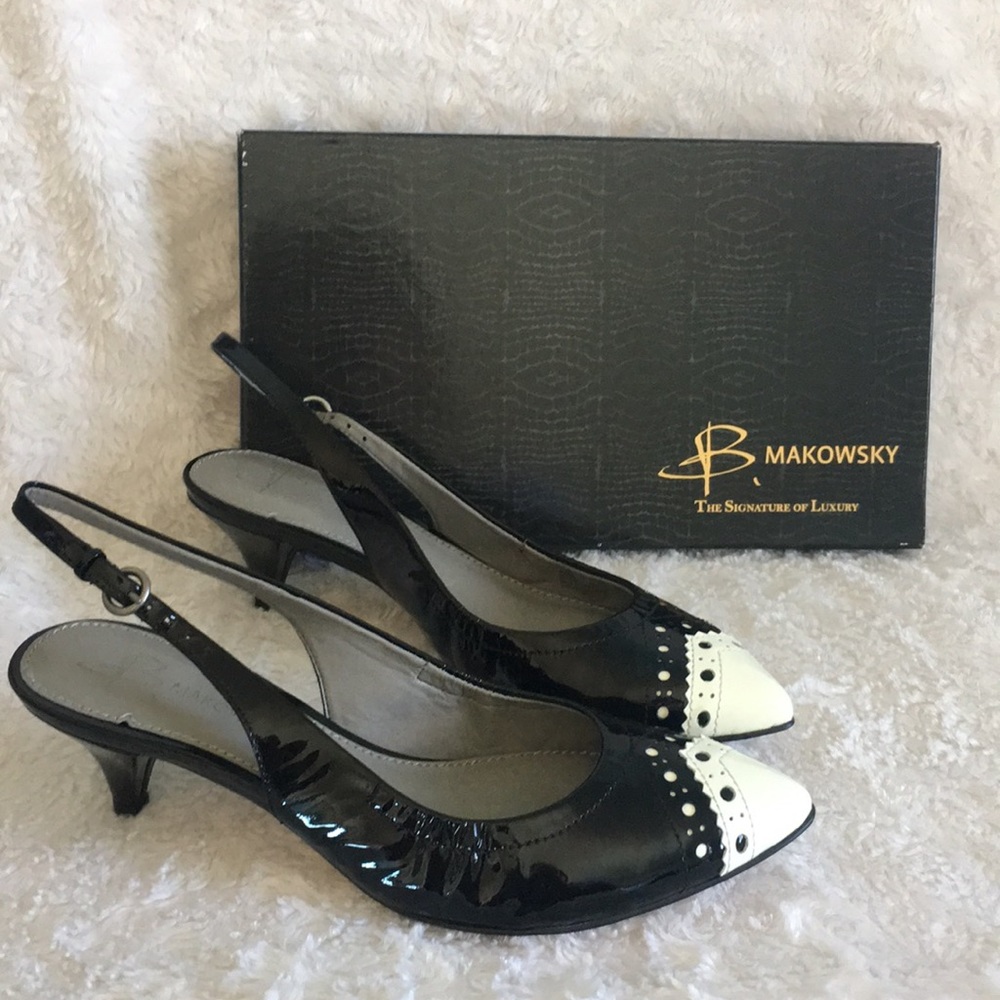 Two tone Kitten heels / Sling backs Wingtip